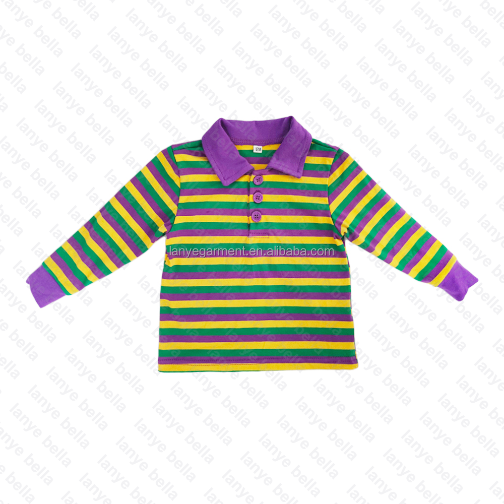 2023 Baby Girls Mardi Gras Polo Dress Set Clothing Set Baby Rompers Kids Shirts Matching Stripe Boutique Outfit