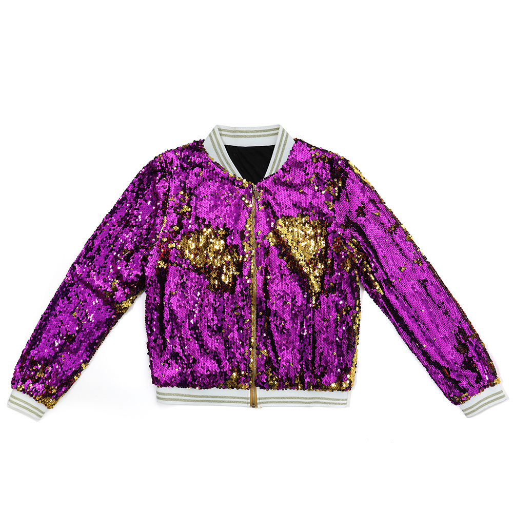 Mardi Gras reversible sequin jacket women kids girls purple green gold costume