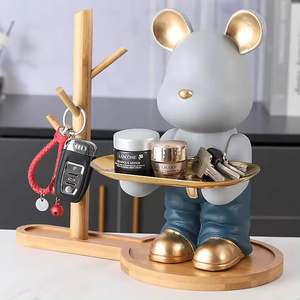 Light Luxury Cute Bear Doorway Key Storage Ornament Bear Tray Storage Coin Bank for Home Crafts Gift