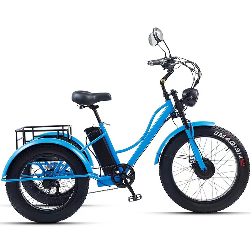 Fat tire Electric Tricycle Hot sell 48V 18Ah 750W 24-inch High carbon steel frame 7 Speed