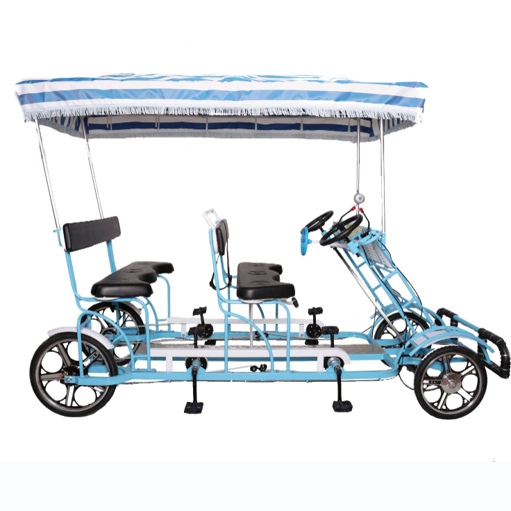 hot sale popular 4 wheel tandem bicycle /surrey sightseeing bike for 5 person with kids seat