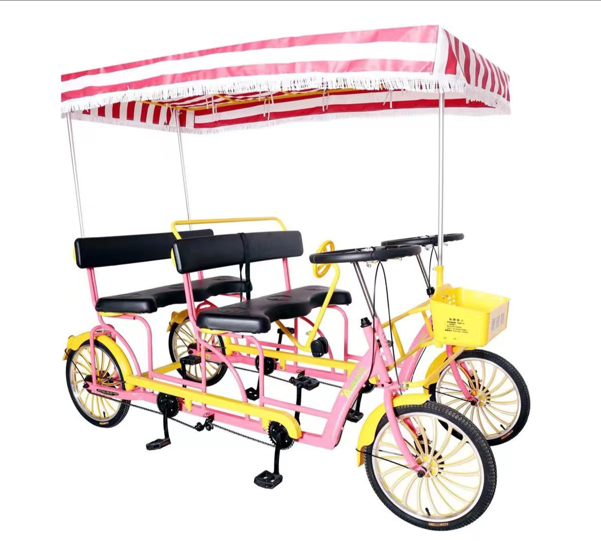 Seaside sightsing Hot-selling  widen Tandem Bicycle  4 wheel 2 Passengers 4 passengers tandem bike bicycles for park rentals