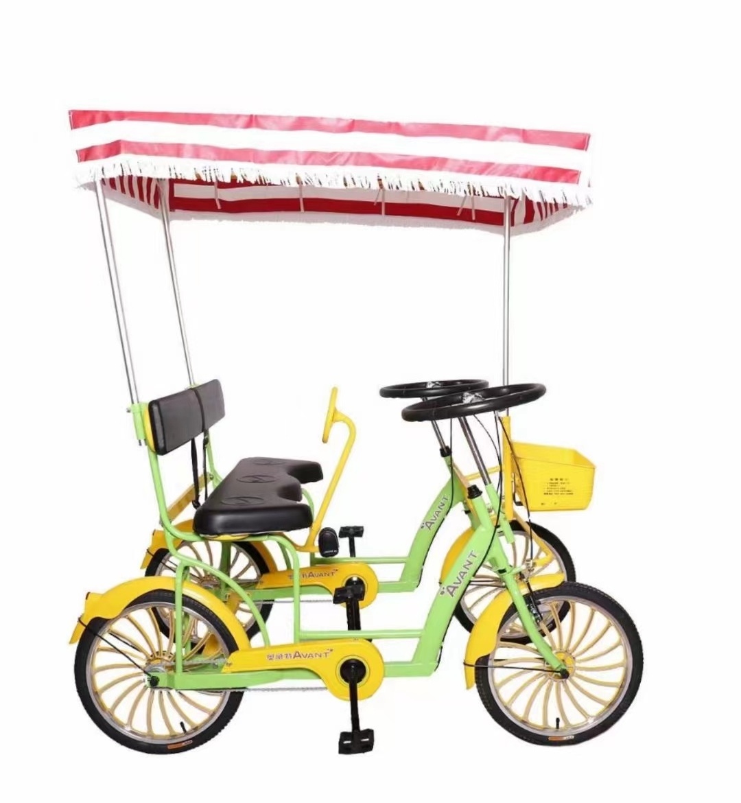 Seaside sightsing Hot-selling  widen Tandem Bicycle  4 wheel 2 Passengers 4 passengers tandem bike bicycles for park rentals