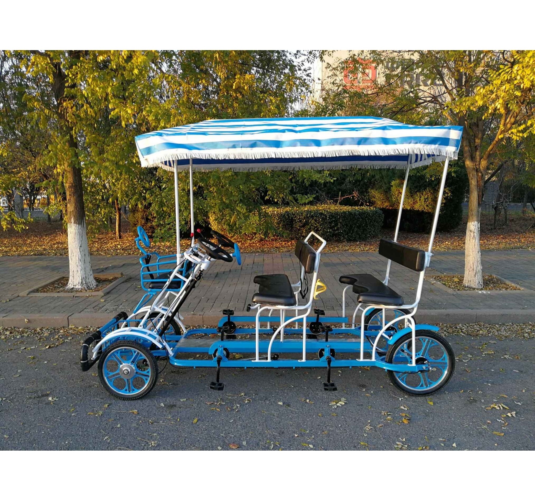 4 Wheel Sightseeing Bicycle for 4 Adults Surrey Bike/ Best selling Tandem Bicycle 6 Person Surrey Bike With Baby Seat