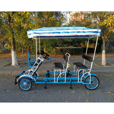 4 Wheel Sightseeing Bicycle for 4 Adults Surrey Bike/ Best selling Tandem Bicycle 6 Person Surrey Bike With Baby Seat