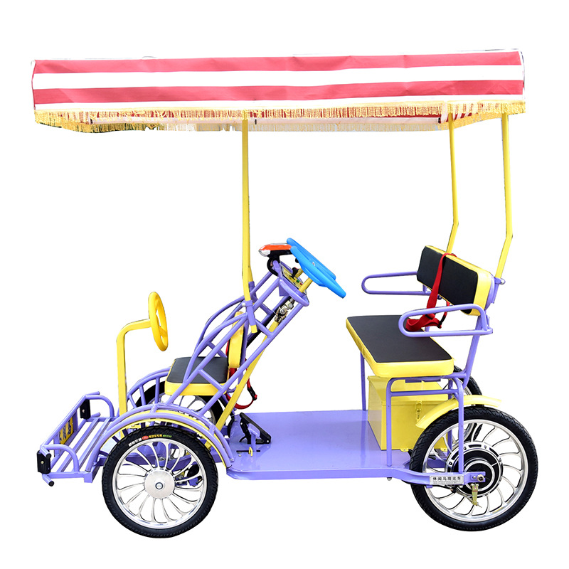 Factory 48V 32A 1000W Rental And Tour 2 person 4 Person Electric Pedal Assist Four Wheel  Electric Surrey Bike