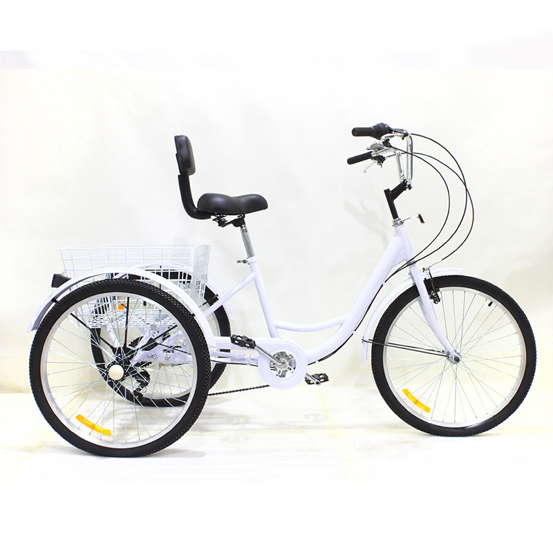 China Tianjin made Steel frame 24 inch 7 speed city pedal tricycle trike for carrying goods and transportation