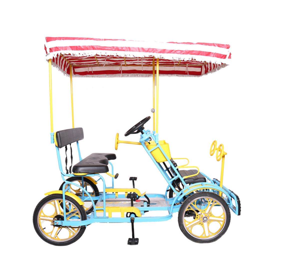 Park  Rental Sightseeing Multi Person Cycling Family 4 Wheel 1 rows Pedal Bike Fun Surrey Bike 2 persons 2 Seats Tandem Bicycle