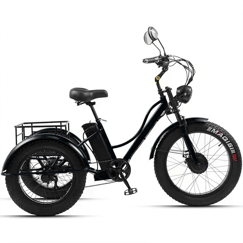 Fat tire Electric Tricycle Hot sell 48V 18Ah 750W 24-inch High carbon steel frame 7 Speed