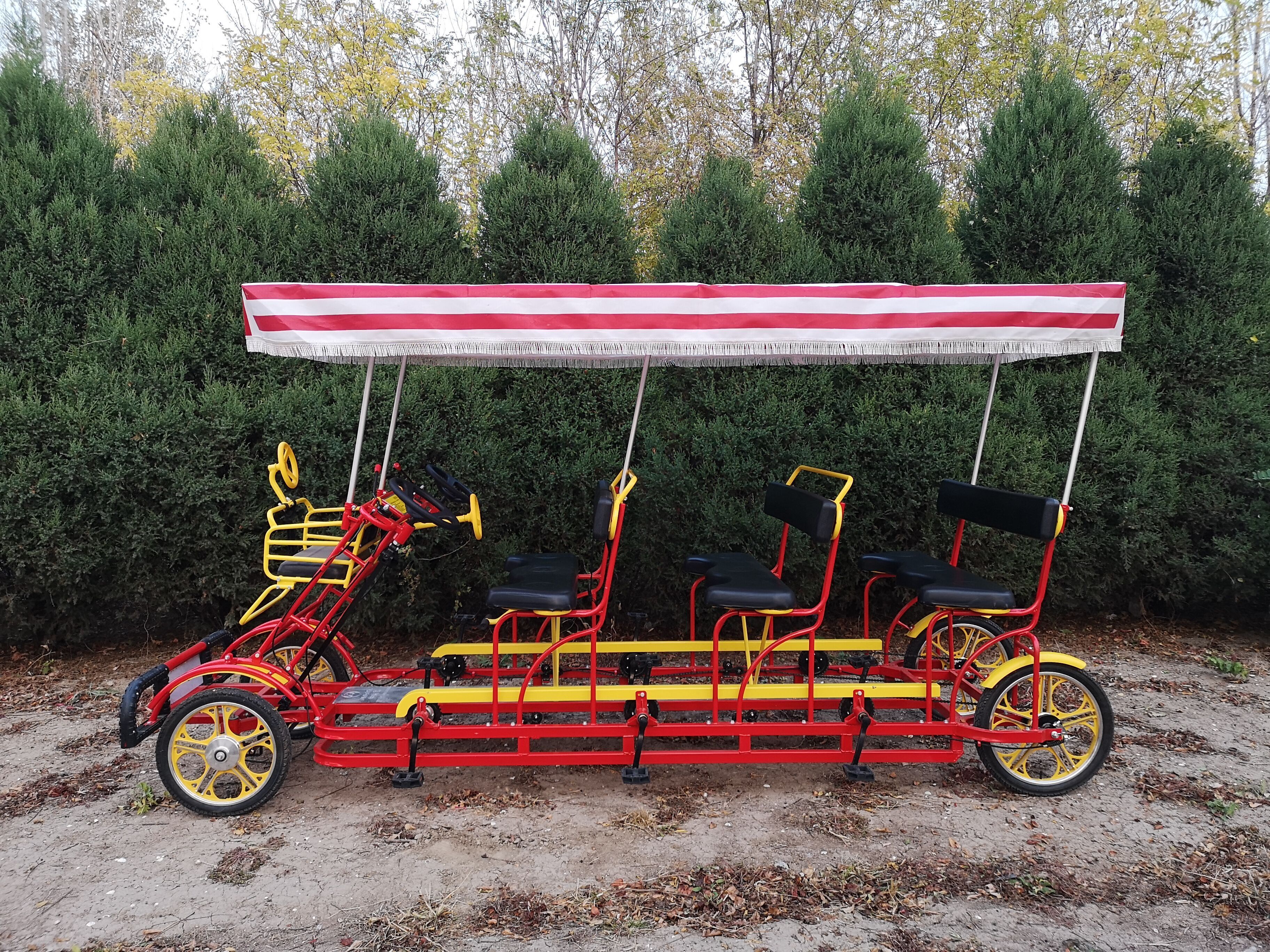 1pc accept red color rental 4 wheel 3 rows 6 person surrey bike tandem bike for sightseeing