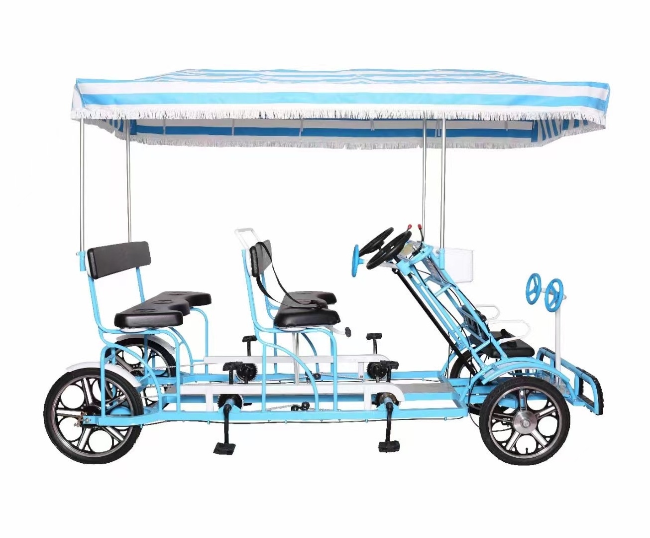 Quickly delivery Hot sale Park Hotel  4 Person 4 seaters 2 rows  4 Wheels Pedal Tandem Bike For Rental