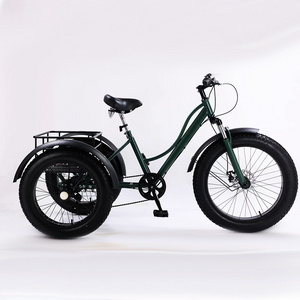 2024 new style Factory Price Ready to Ship Good Quality  3 wheel snow tire 7 speed  4.0  Fat Tire Cargo Tricycle for adult