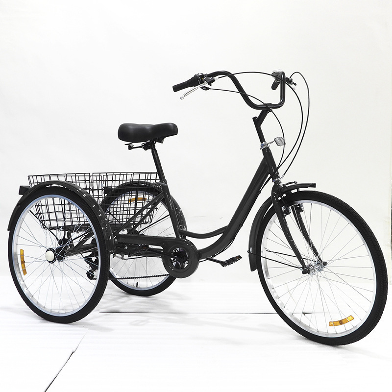 2024 popular Factory sales high carbon steel 26 inch 7 speed 3 wheels pedicab rickshaw tricycle with basket