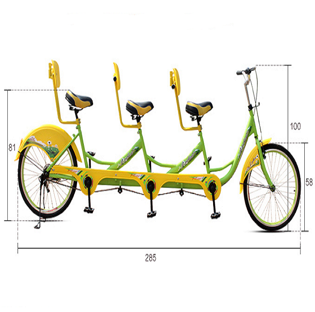 best quality tandem bicycle for 3 seaters/high quality 3person tandem surrey bike