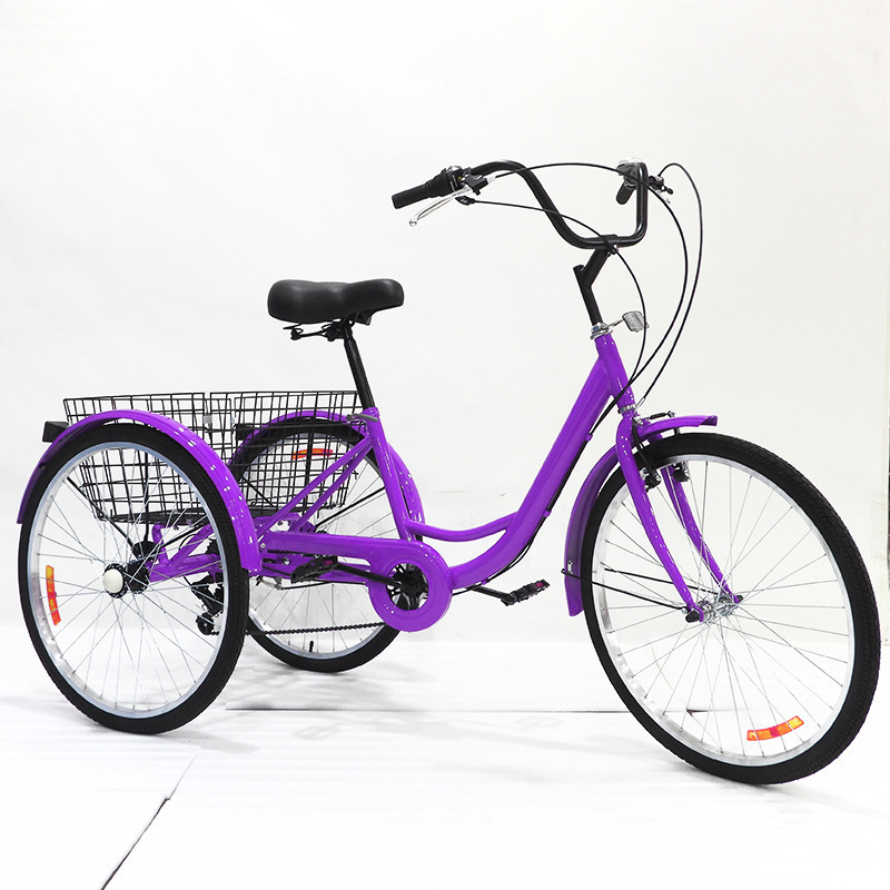 2024 popular Factory sales high carbon steel 26 inch 7 speed 3 wheels pedicab rickshaw tricycle with basket