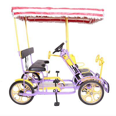 Park  Rental Sightseeing Multi Person Cycling Family 4 Wheel 1 rows Pedal Bike Fun Surrey Bike 2 persons 2 Seats Tandem Bicycle