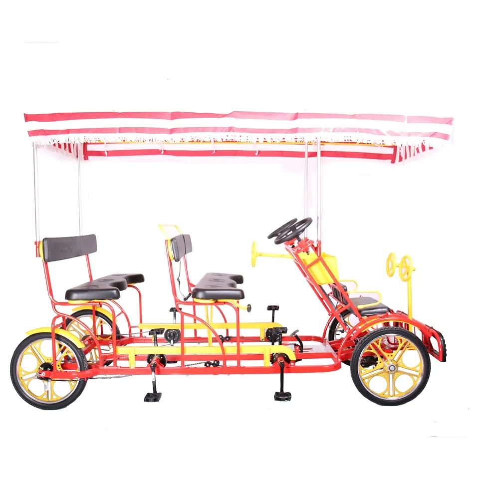 fashion 4 seat quadricycle 4 person surrey bike tandem bicycle four wheels bicycle for sale