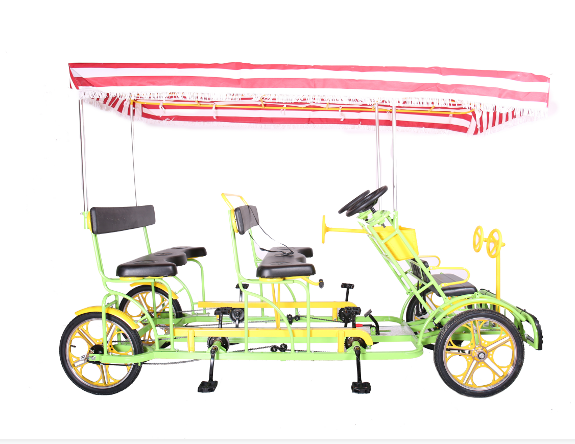 Imported quadricycle 4 person electric surrey bikes 4 seats person quadricycle tandem bike for sale cheap 20 sightseeing bicycle