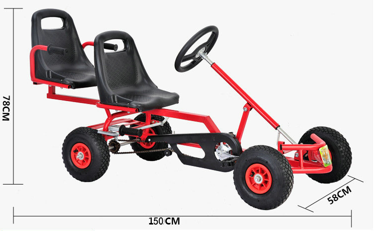 2023 New outdoor use 4 wheels ride pedal powered kid pedal go cart/2-seater pedal go cart for 8-15 years old