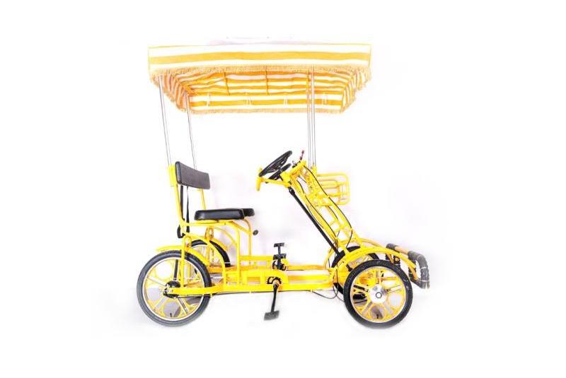 2024 new popular Imported 2 person electric surrey bikes 2 seats person tandem bike for sale cheap 20 sightseeing bicycle