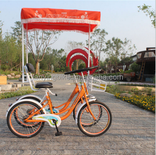 china wholesale high quality 2 seat tandem bicycle/four wheel sightseeing surrey bike pedal quadricycle