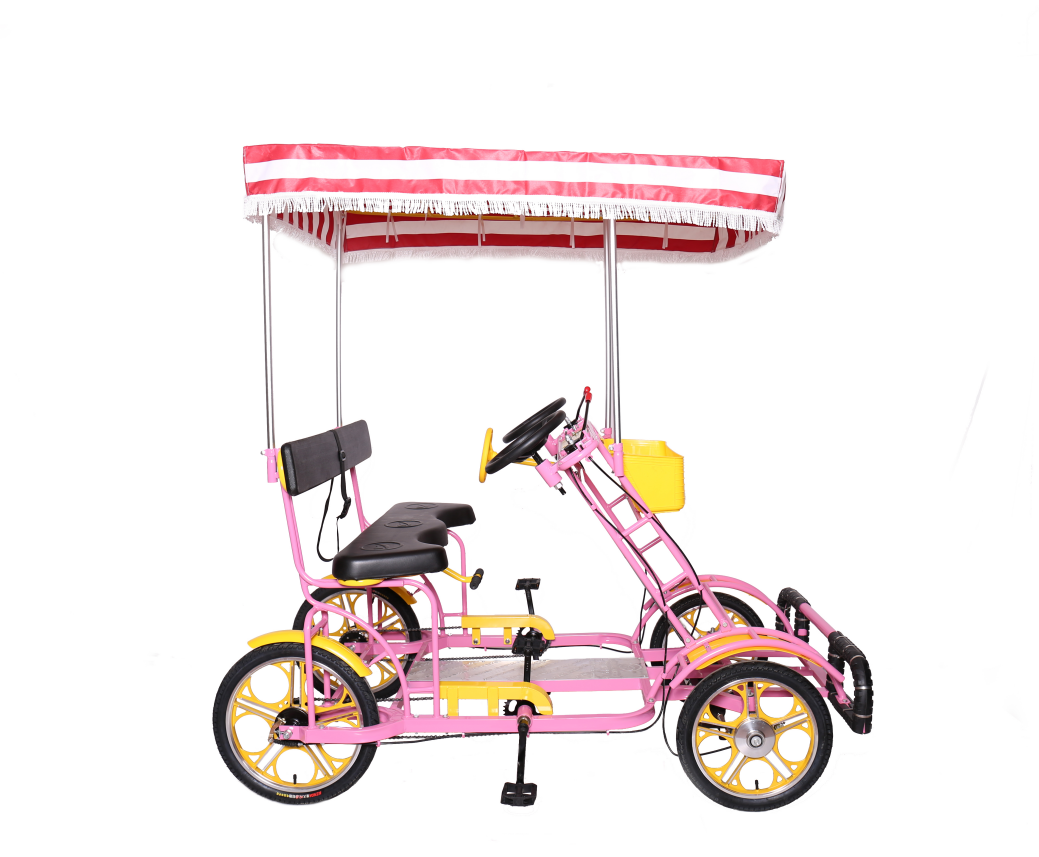 Park  Rental Sightseeing Multi Person Cycling Family 4 Wheel 1 rows Pedal Bike Fun Surrey Bike 2 persons 2 Seats Tandem Bicycle