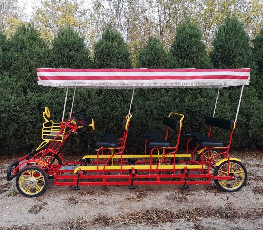 New type used quadricycle surrey sightseeing bike/6 seaters surrey bicycle in park/tourism riding bike