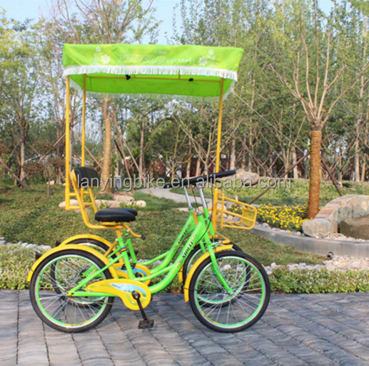 china wholesale high quality 2 seat tandem bicycle/four wheel sightseeing surrey bike pedal quadricycle