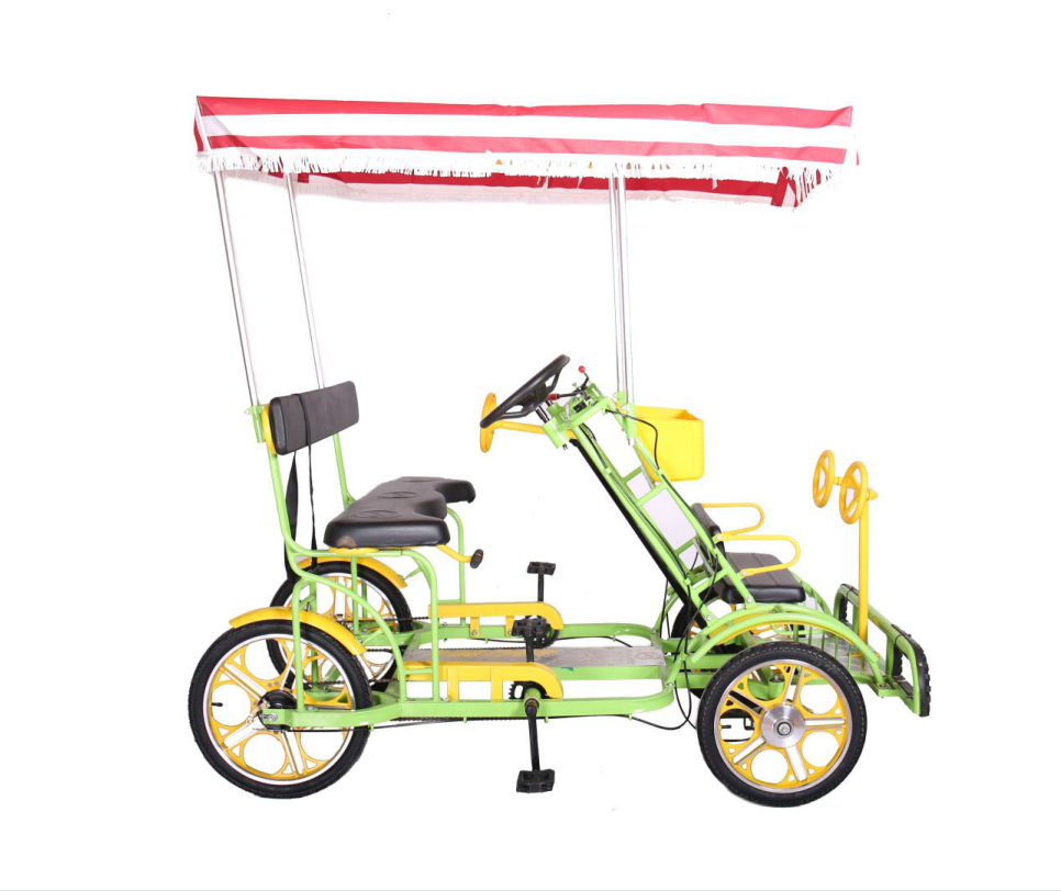 Park  Rental Sightseeing Multi Person Cycling Family 4 Wheel 1 rows Pedal Bike Fun Surrey Bike 2 persons 2 Seats Tandem Bicycle