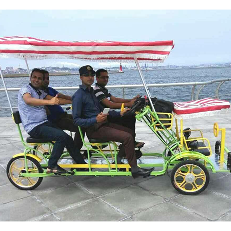 2023 different  color  pedal quadricycle 2 seats surrey bike 2 persons tandem bicycle for park rent