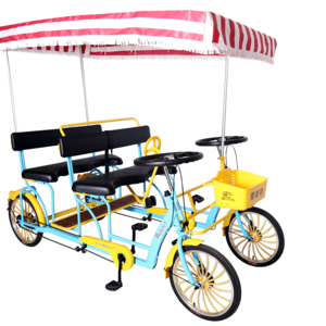 Seaside sightsing Hot-selling  widen Tandem Bicycle  4 wheel 2 Passengers 4 passengers tandem bike bicycles for park rentals