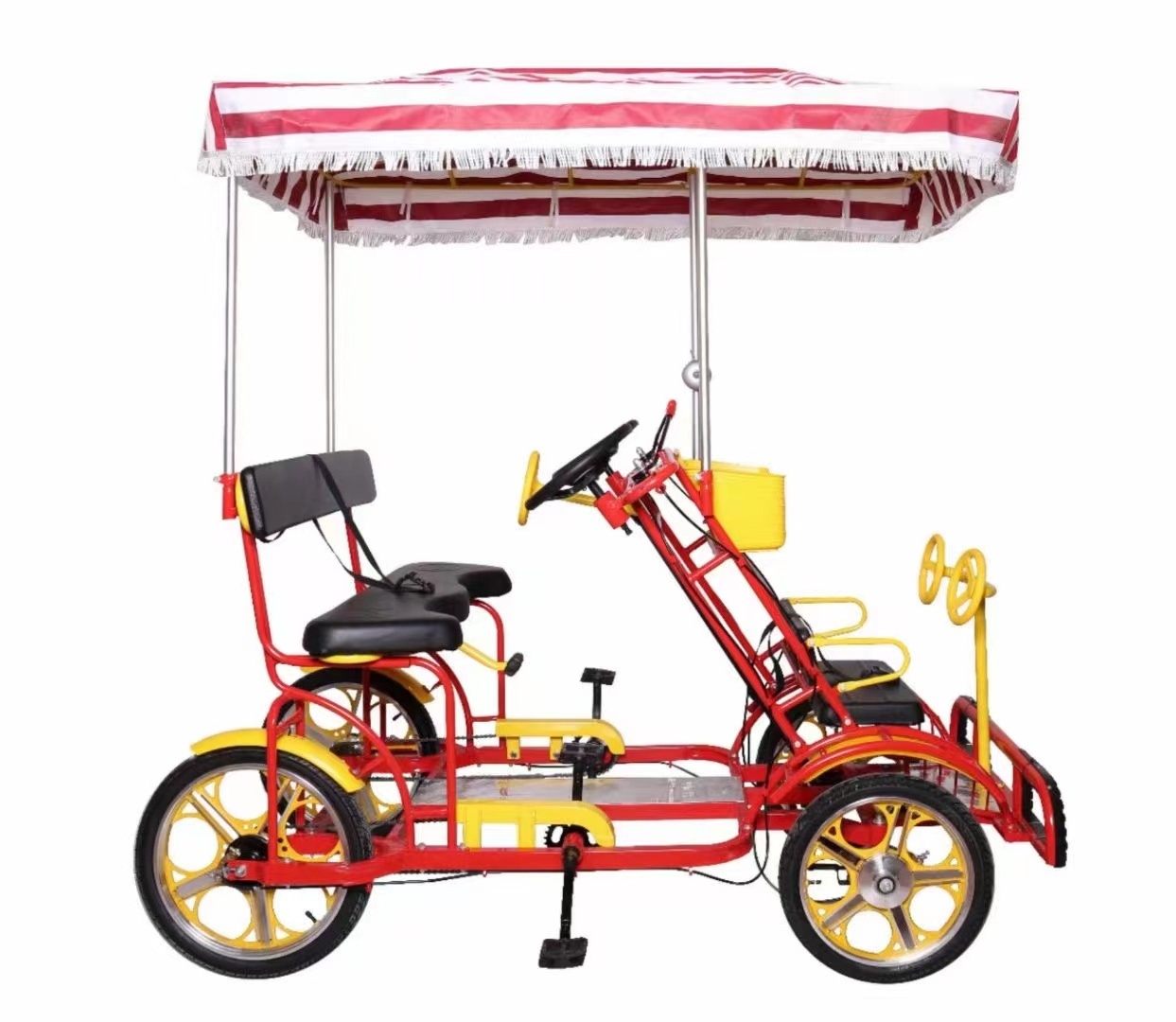 full yellow color tourist 2 person model 4 person model 6 person family funny sightseeing 4 wheel bicycle for park rental