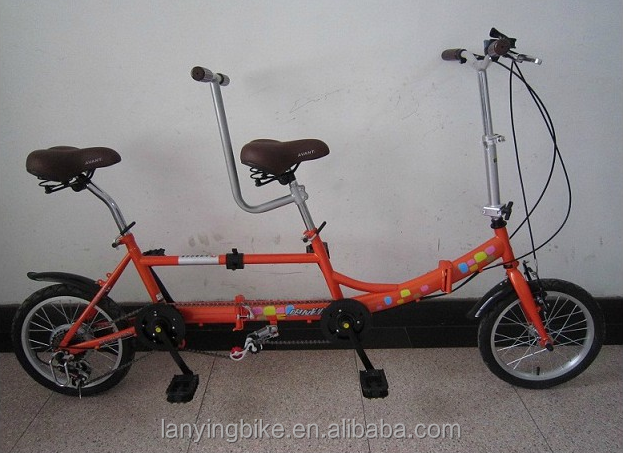 20inch folding tandem bike for lover/6speed surrey bicycle with high quality