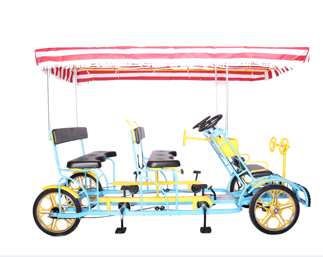 Imported quadricycle 4 person electric surrey bikes 4 seats person quadricycle tandem bike for sale cheap 20 sightseeing bicycle