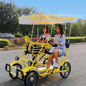 2023 different  color  pedal quadricycle 2 seats surrey bike 2 persons tandem bicycle for park rent