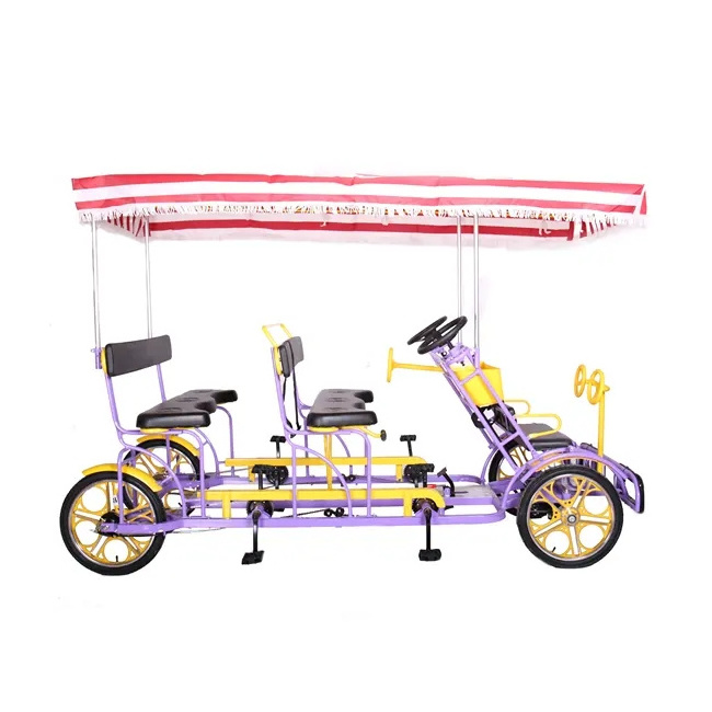 fashion 4 seat quadricycle 4 person surrey bike tandem bicycle four wheels bicycle for sale