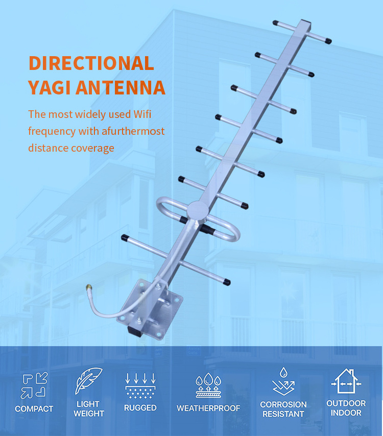 Vhf Uhf Radio High Gain 28dbi 600-2700mhz 4G Lte External Wifi Antena Outdoor 4g 433mhz Roof Mount Tv Yagi Antenna 8 Elements