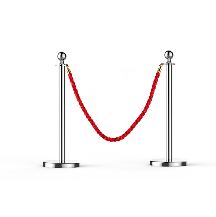 304 Stainless Steel Ball Top Queue Velvet Braided Rope Barrier Stand