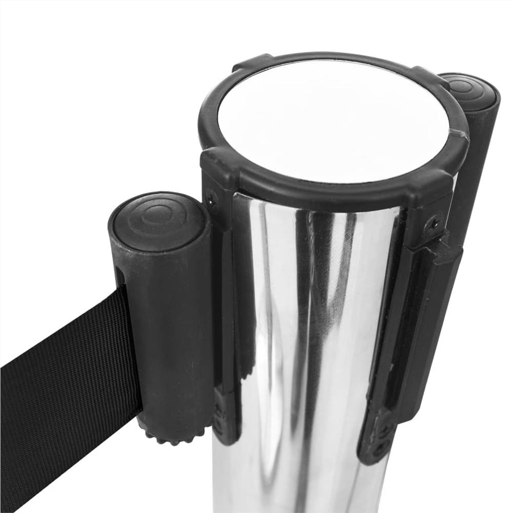 HIGH GRADE STAINLESS STEEL RETRACTABLE BELT STANCHION POST BARRIER BOLLARD