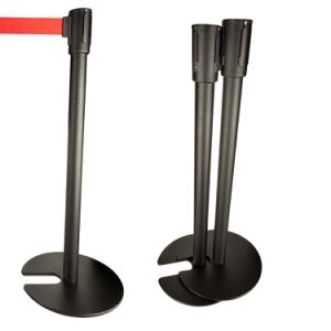 CAST IRON U SHAPE BASE STAINLESS STEEL RETRACTABLE BELT QUEUE POLE STAND