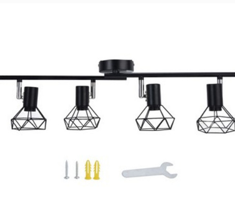 Adjustable Angle Track Light Bedroom E14 Living Room Multi-Lamp Spotlight Black Lustre Chandeliers Retro Lamps