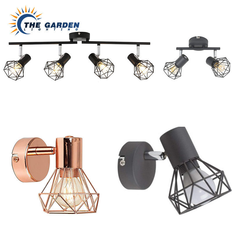 Adjustable Angle Track Light Bedroom E14 Living Room Multi-Lamp Spotlight Black Lustre Chandeliers Retro Lamps