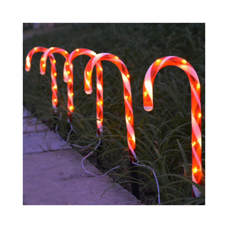 Christmas Gift Outdoor Solar LED light Plastic Candy Cane LED Garden Pathway Stake