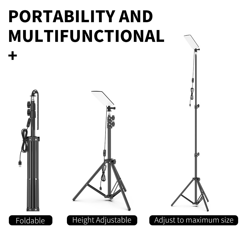 Multifunctional portable LED camping light adjustable tripod pole outdoor work barbecue USB light powerful light