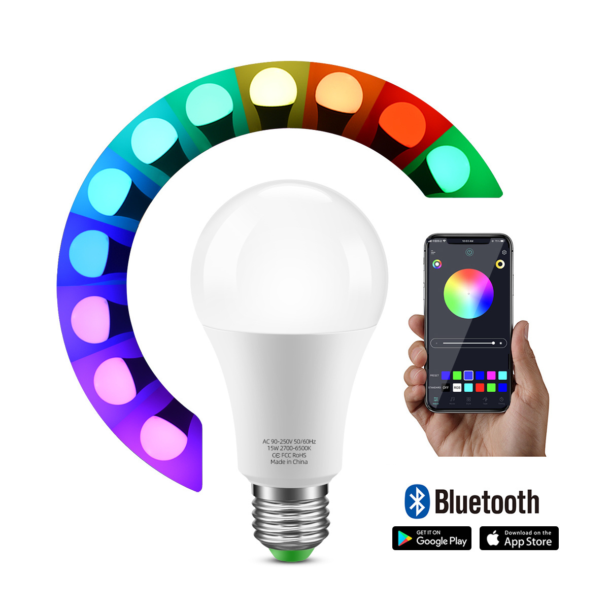 Smart E27 LED RGB RGBW RGBWW Magic light Bulb lamp 5W 10W 15W 110V-220V LED Spotlight IR Remote APP Control