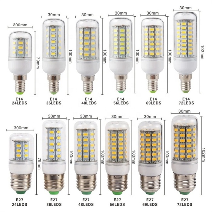 E27 E14 High Power LED Corn Bulb AC 220V Energy Saving Ceiling Furniture Lighting 24 /36/48/56/69/72pcs LED Light Lamp