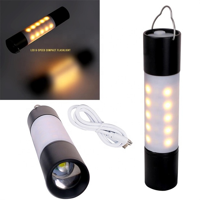 Outdoor Super Bright Waterproof Zoomable LED Camping Tent Lamp USB Rechargeable Flashlight Portable Mini LED Camping Light