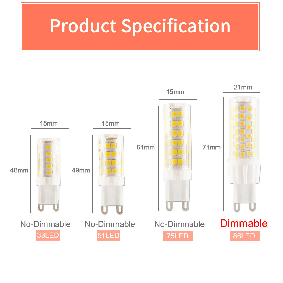 LED G9 Bulb G4 E14 Lamp Dimmable Light 3w 5w 9w 12V 220V G4 G9 Bulb LED Spotlight