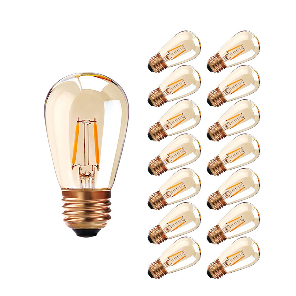 Vintage Led Filament Bulb E27 1W S14 Amber Glass Dimmable LED bulb Warm Yellow 2200K Light Lamp For String Lighting