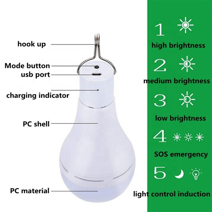 Remote Control Timing LED Solar Light Bulb Outdoor Waterproof Hanging Solar Garden Camping Rechargeable Emergency Lights